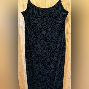 Zebra print velvet black dress